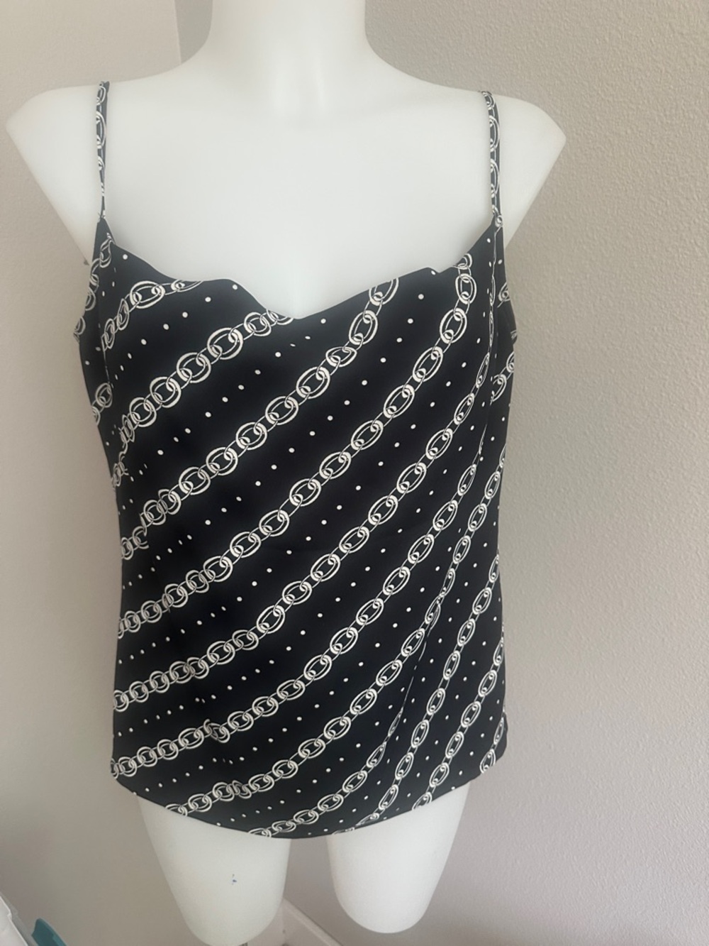 Express Black and White Chain-Print Cami